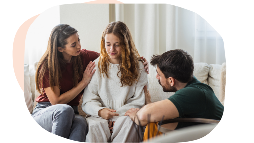 Family members talking during family therapy